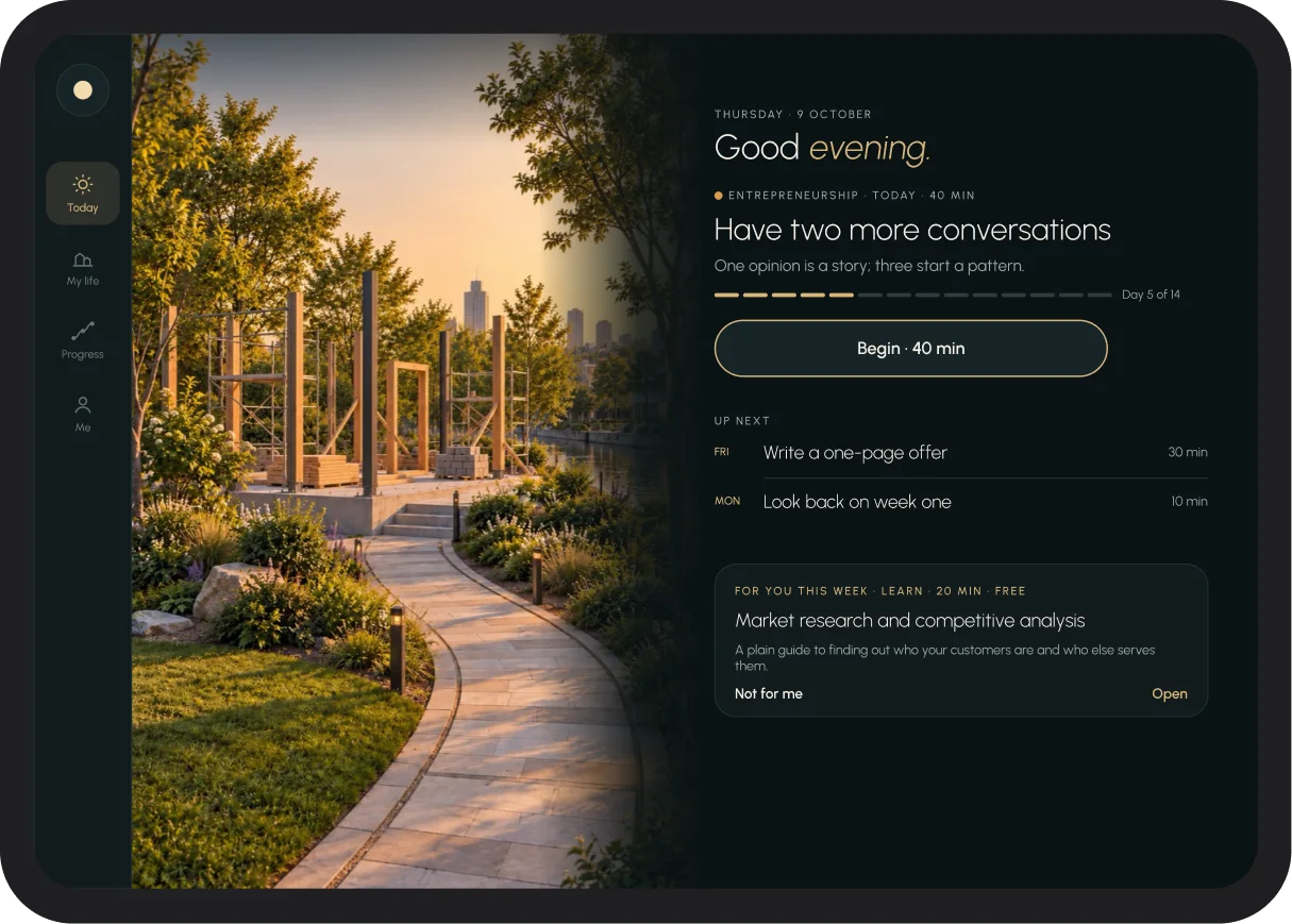 iPad in landscape: Today beside the step